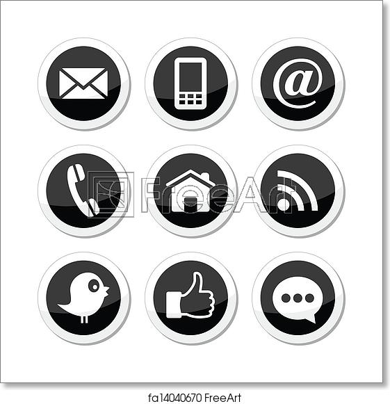 561x581 Free Art Print Of Contact, Web, Social Media Icons Social Media
