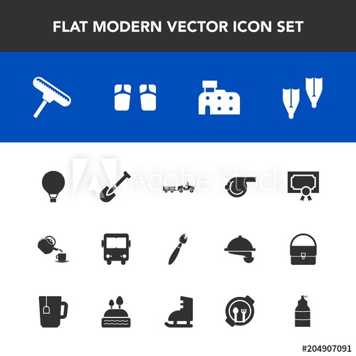500x500 Modern, Simple Vector Icon Set With Bus, Tool, Food, Certificate