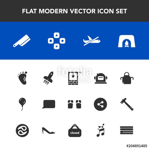 500x500 Modern, Simple Vector Icon Set With Summer, Helmet, Fire, Table