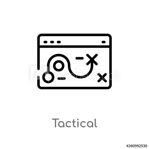 500x500 Outline Tactical Vector Icon Isolated Black Simple Line Element