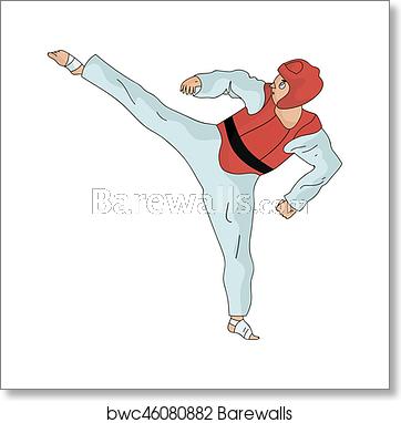 362x382 Taekwondo Fighter In White Kimono And Red Protection Sports