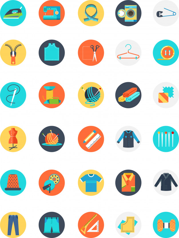626x829 Colourful Tailor Icon With Many Object And Many Size Vector
