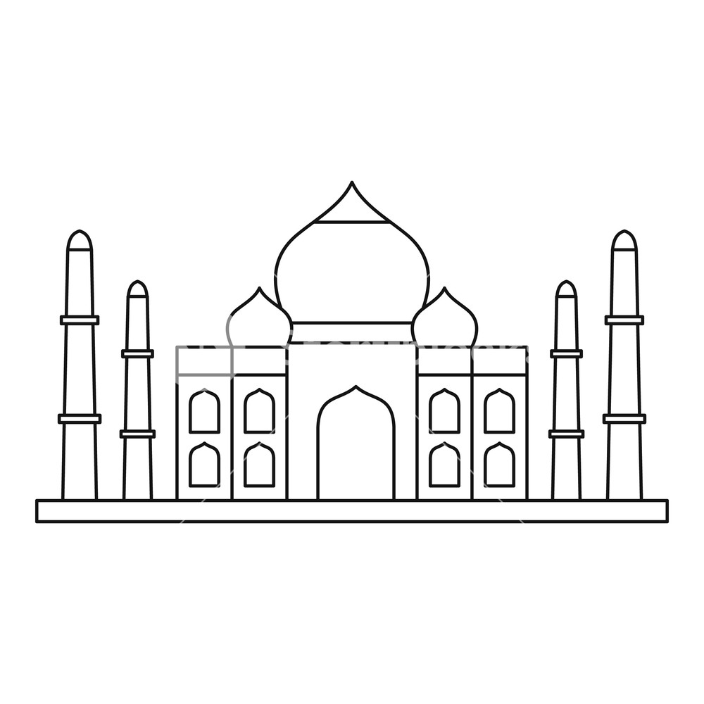 1000x1000 Taj Mahal Icon Outline Illustration Of Taj Mahal Vector Icon