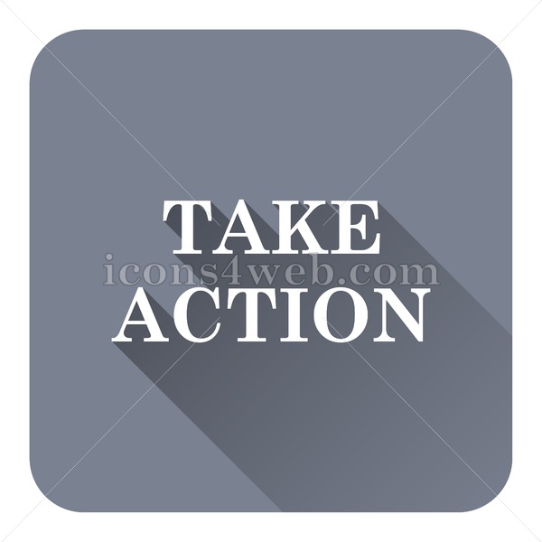 600x600 Take Action Flat Icon With Long Shadow Vector