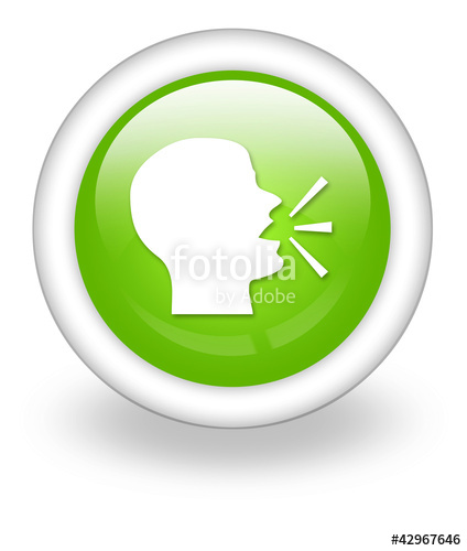 424x500 Light Green Icon Talking Head Forum Discussion Stock Photo