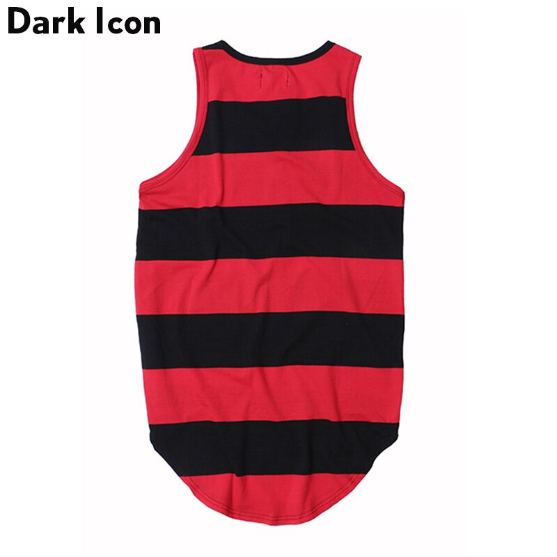 800x800 Dark Icon Striped Curved Hem Hip Hop Tank Top Men Summer