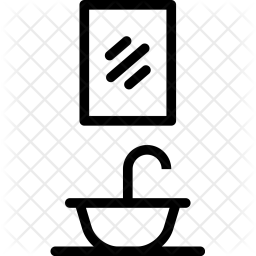 256x256 Bathroom, Sink, Mirror, Glass, Water, Tap Icon Of Line Style