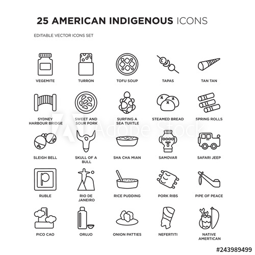 500x500 Set Of American Indigenous Linear Icons Such As Vegemite