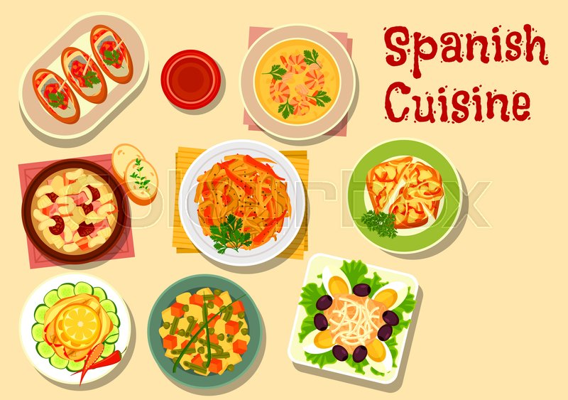 800x563 Spanish Cuisine Lunch Icon With Onion Stock Vector Colourbox