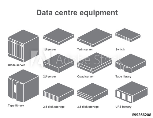 500x385 Server Room Equipment Vector Set Data Center Icon Collection