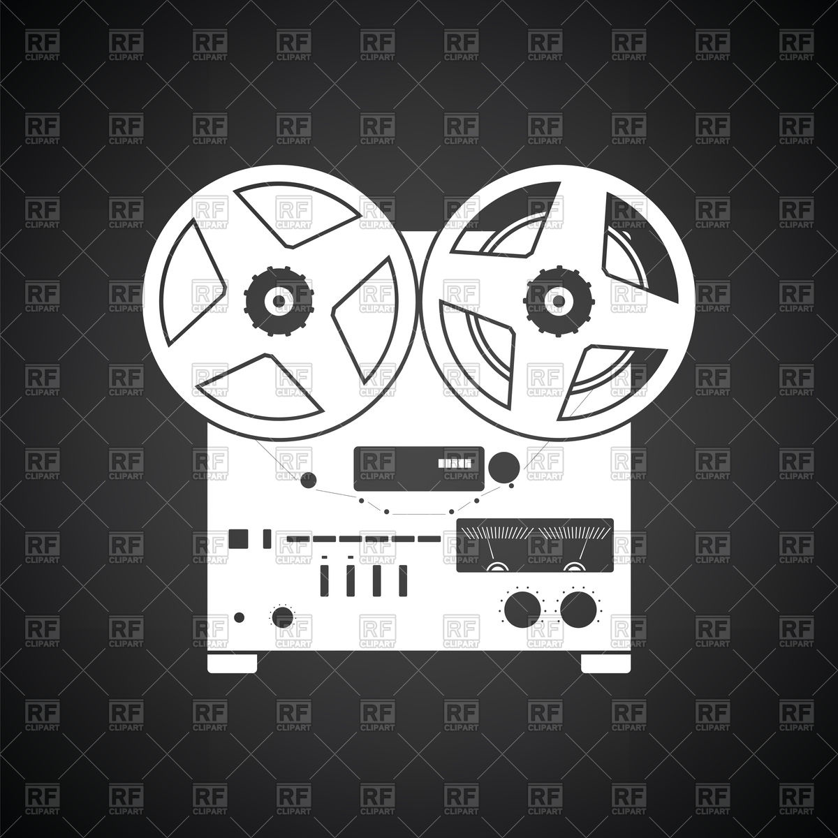 1200x1200 Reel Tape Recorder Icon On Black Background Vector Image