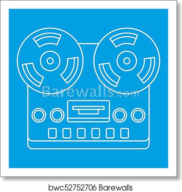 362x382 Analog Stereo Open Reel Tape Deck Recorder Icon, Art Print
