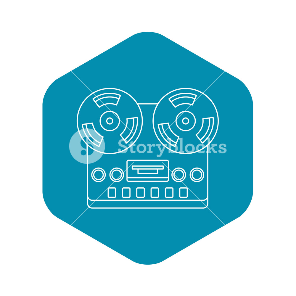 1000x1000 Analog Stereo Open Reel Tape Deck Recorder Icon Outline