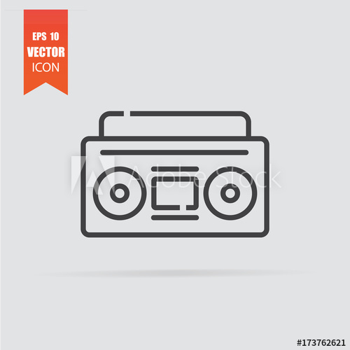 500x500 Tape Recorder Icon In Flat Style Isolated On Grey Background