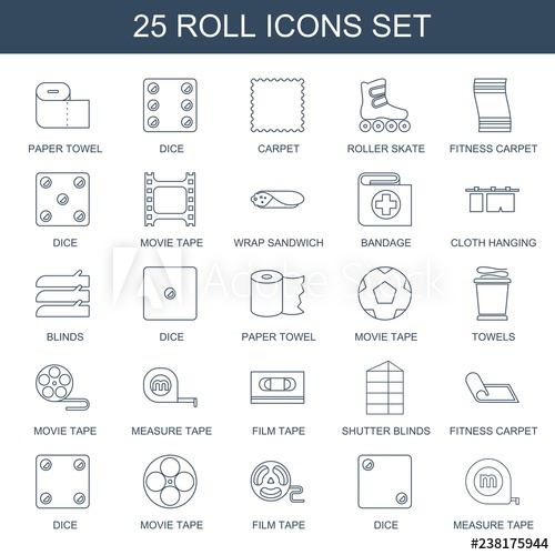 500x500 Roll Icons Trendy Roll Icons White Background Included Line