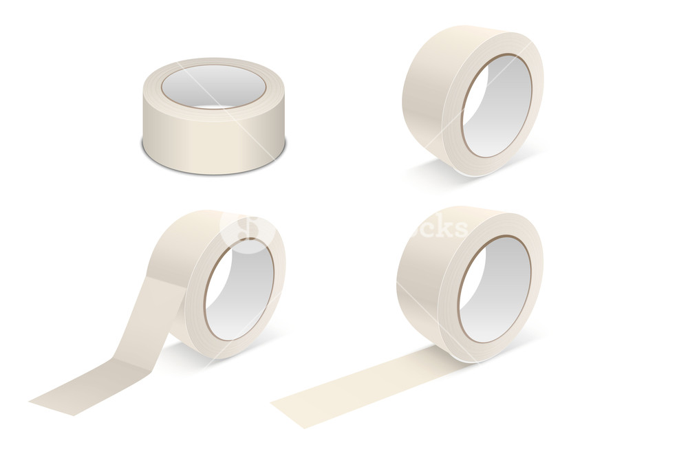 1000x666 Vector Realistic Beige Matte Tape Roll Icon Set Or Mock Up