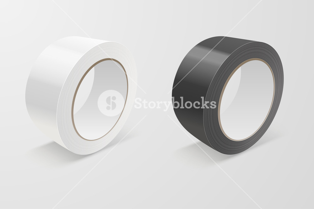 1000x666 Vector Realistic White And Black Glossy Tape Roll Icon Set