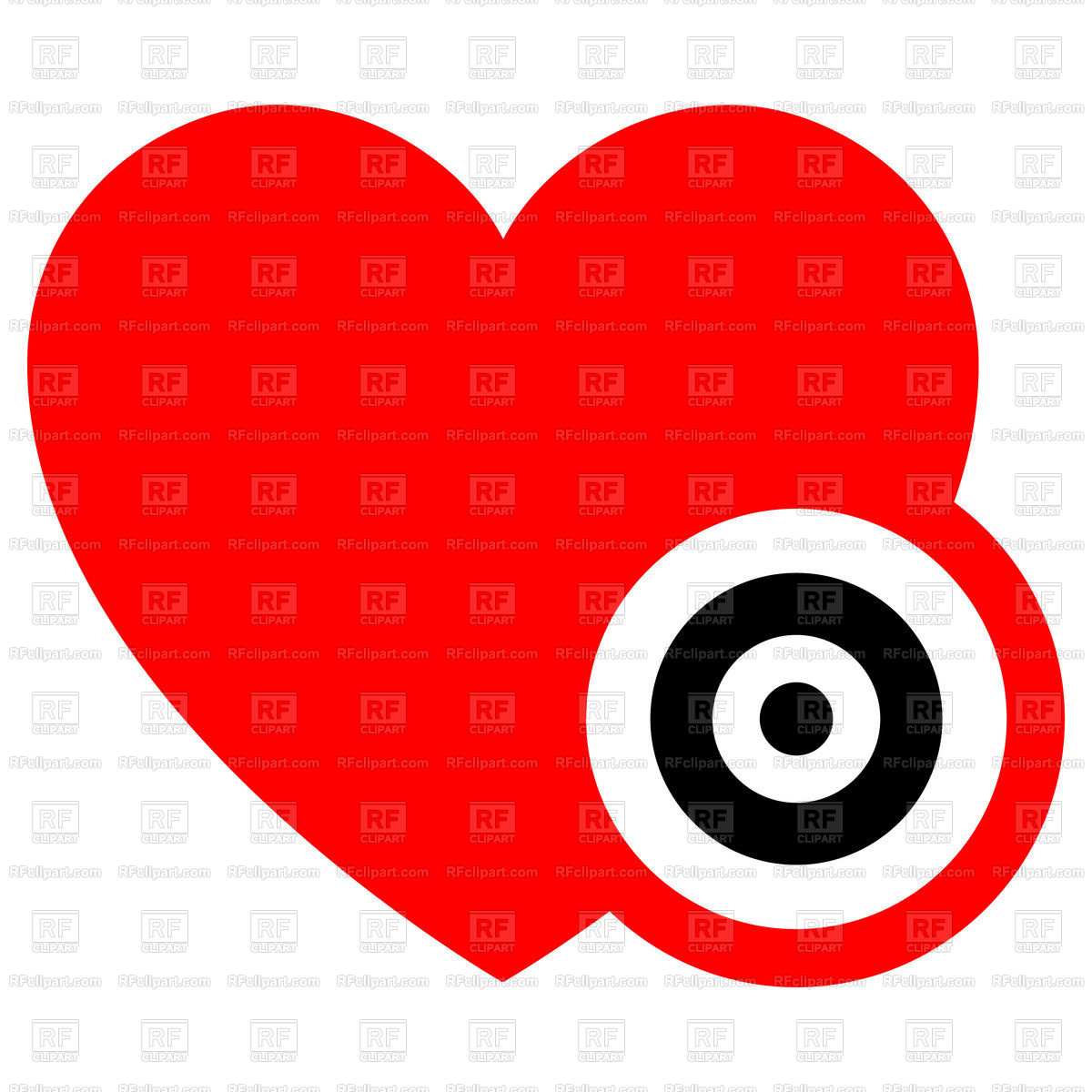 Heart Red Icon With Black Target Icon Isolated On White Background 1200x1200 Heart Red Icon With Black Target Icon Isolated On White Background