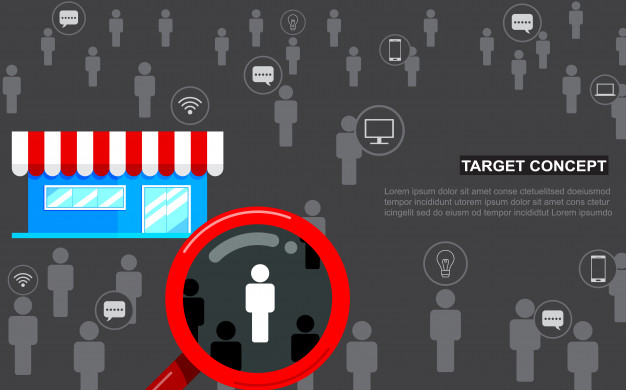 Target Audience, Focus Customer Magnifying Glass, Store Flat 626x390 Target Audience, Focus Customer Magnifying Glass, Store Flat