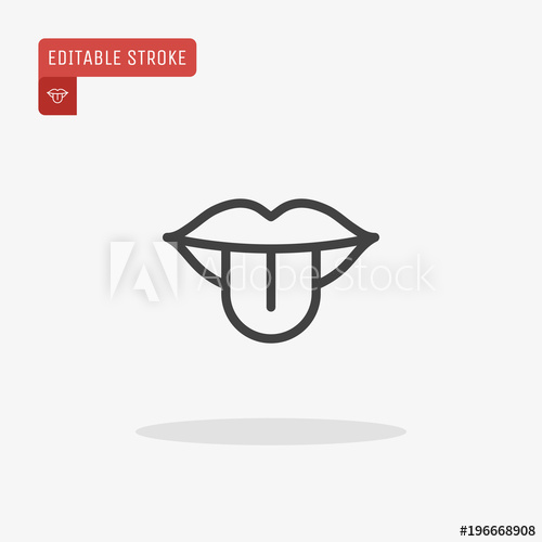 500x500 Outline Lips With Tongue Icon Isolated On Grey Background Line