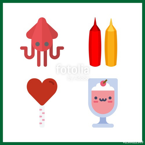 500x500 Taste Icon Squid And Milkshake Vector Icons In Taste Set Use