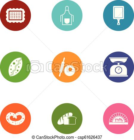 450x470 Flour Tasty Icons Set, Flat Style Flour Tasty Icons Set Flat Set