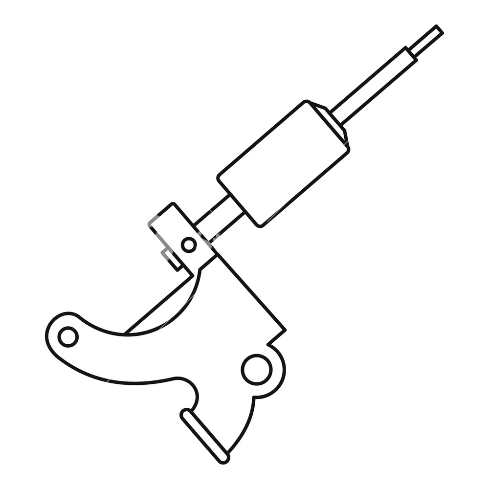 1000x1000 Coil Tattoo Machine Icon In Outline Style Isolated Illustration