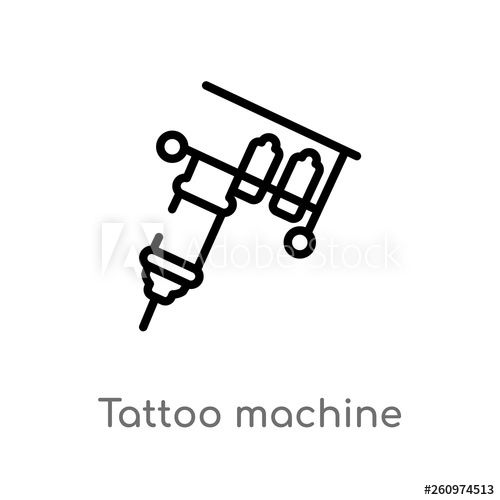500x500 Outline Tattoo Machine Vector Icon Isolated Black Simple Line