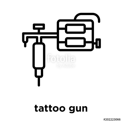 500x500 Tattoo Gun Icon Isolated On White Background Stock Image