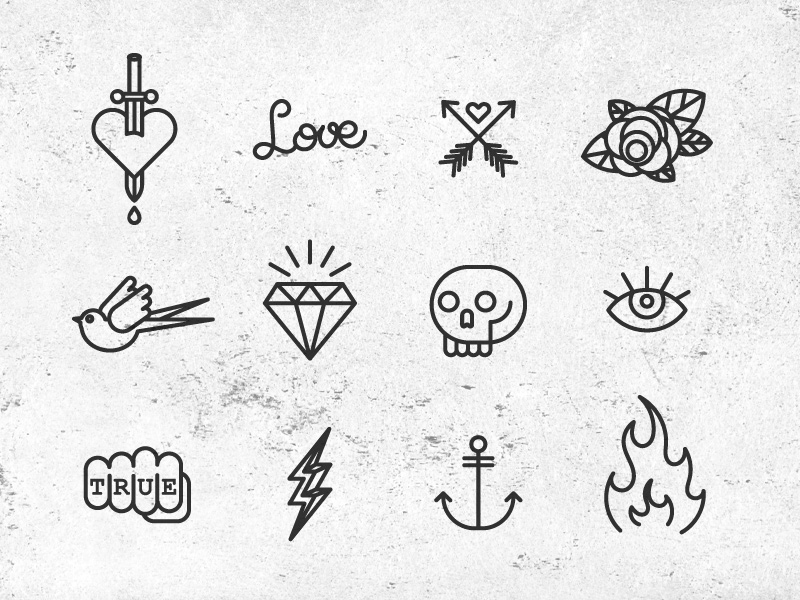800x600 Old School Tattoo Icon Set