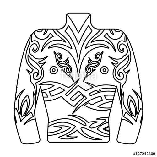 500x500 Body Tattoo Icon In Outline Style Isolated On White Background