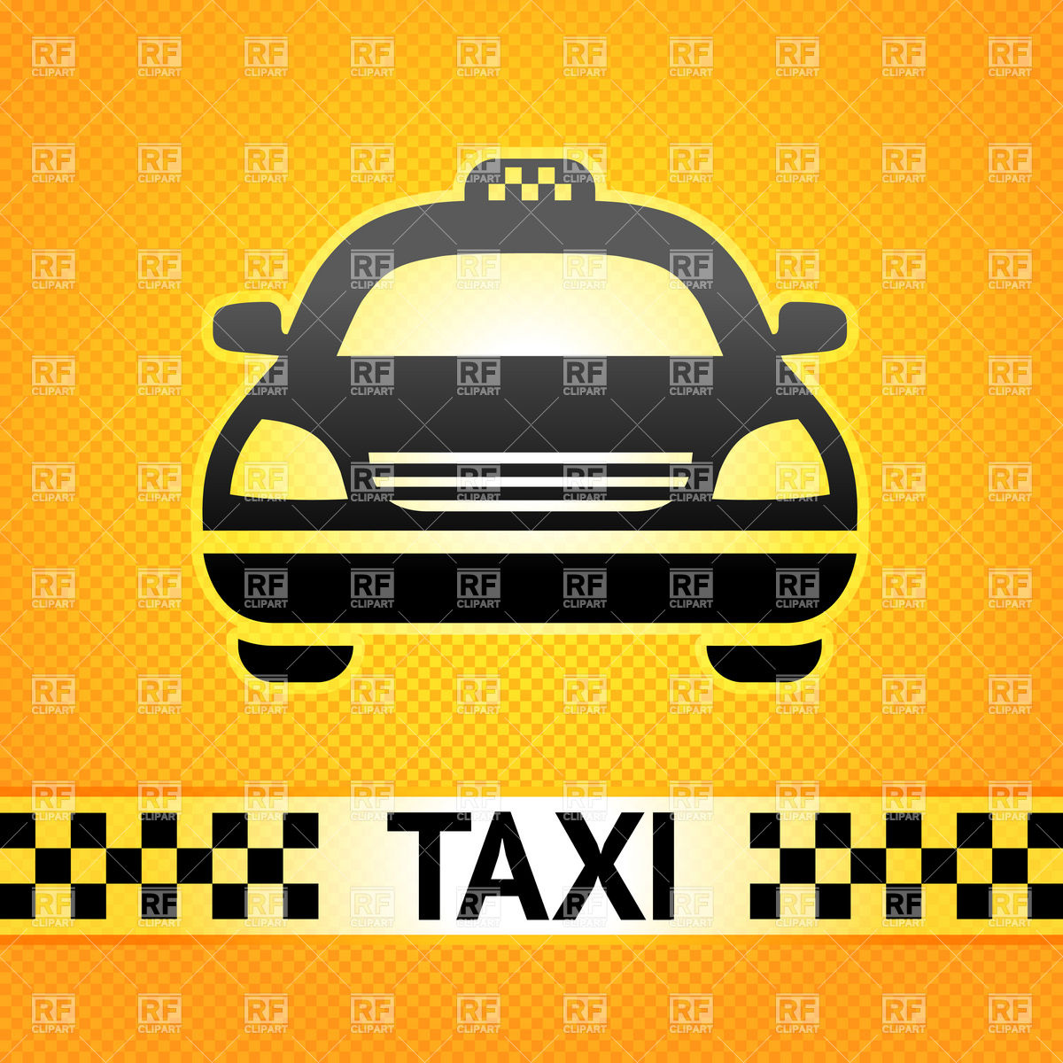 1200x1200 Taxi Cab Simple Icon With Chequered Line, Front View Vector Image