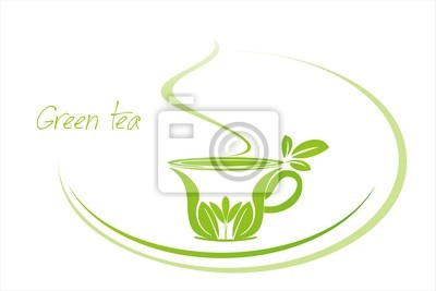 400x267 Green Tea, Tea Leaves Icon, Business Logo Design Green Tea Sticker