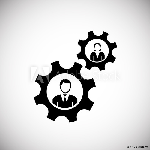 500x500 Team Collaboration Gears On White Background Icon