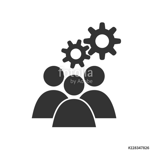 500x500 Teamwork Icon Business Team, Collaboration, Gear Icon Vector