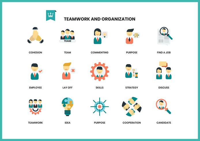 694x490 Teamwork Icons Set For Business