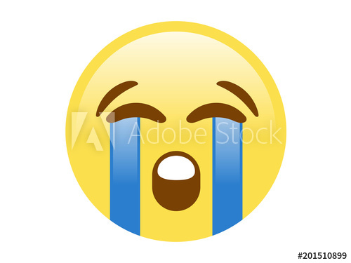 500x375 Isolated Yellow Unhappy Face With Crying Tear Icon