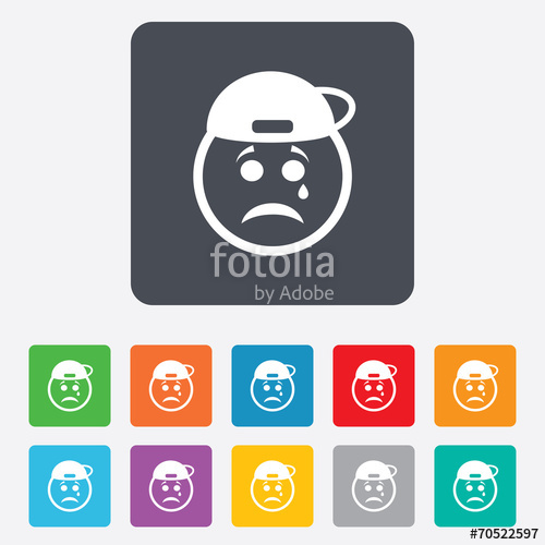 500x500 Sad Rapper Face With Tear Icon Crying Symbol Stock Image