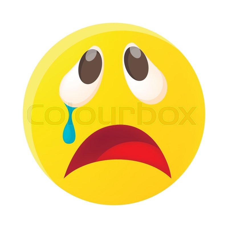 800x800 Crying Face Emoticon With Tear Icon In Stock Vector Colourbox