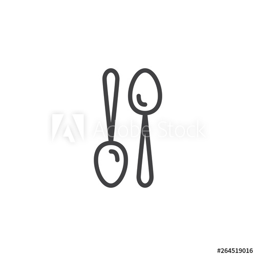 500x500 Two Spoons Line Icon Linear Style Sign For Mobile Concept And Web