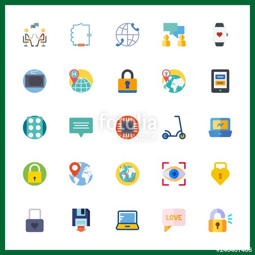 500x500 Tech Icon Vector Illustration Tech Set Smartwatch And Chat