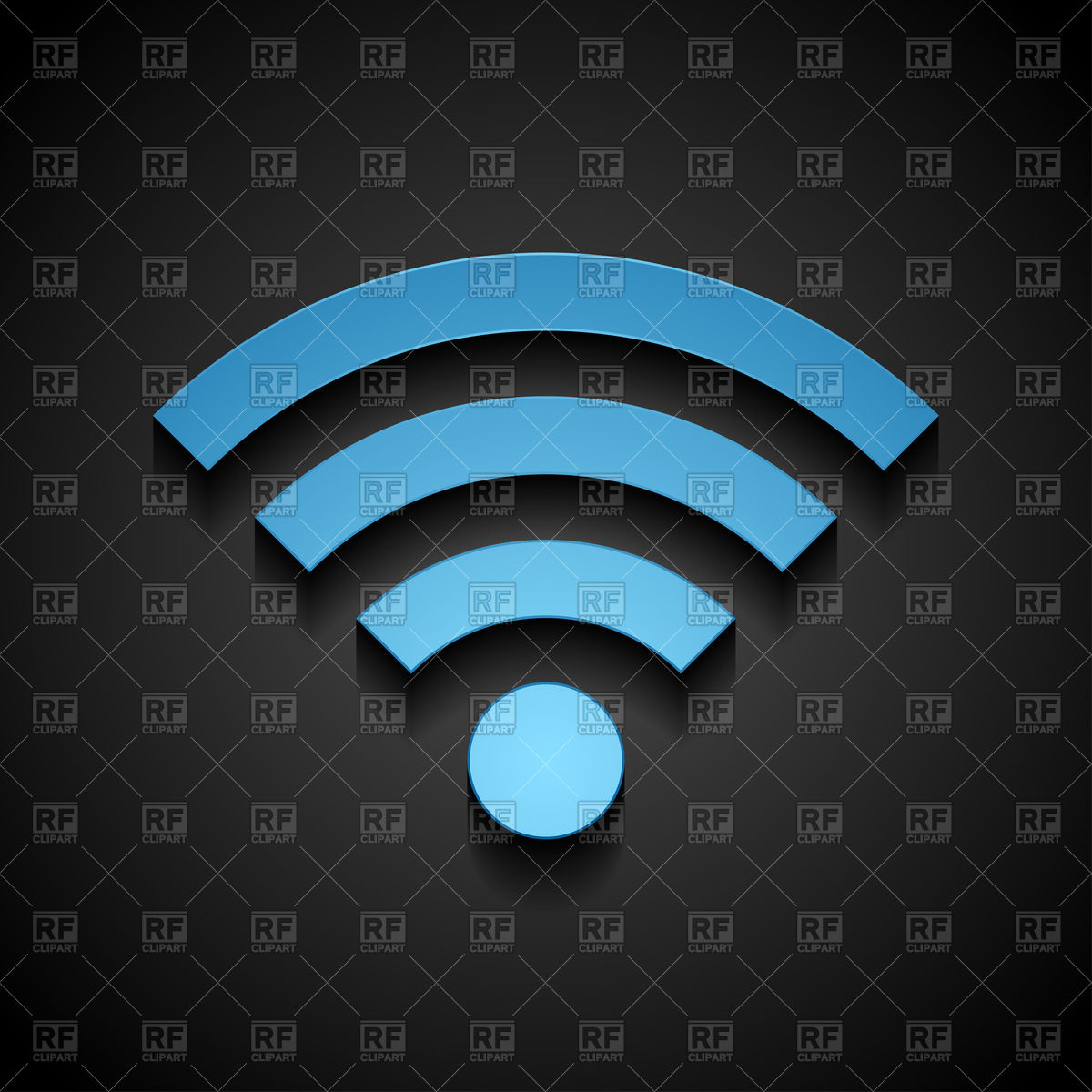 1200x1200 Blue Wifi Tech Icon On Black Background Vector Image Of Signs