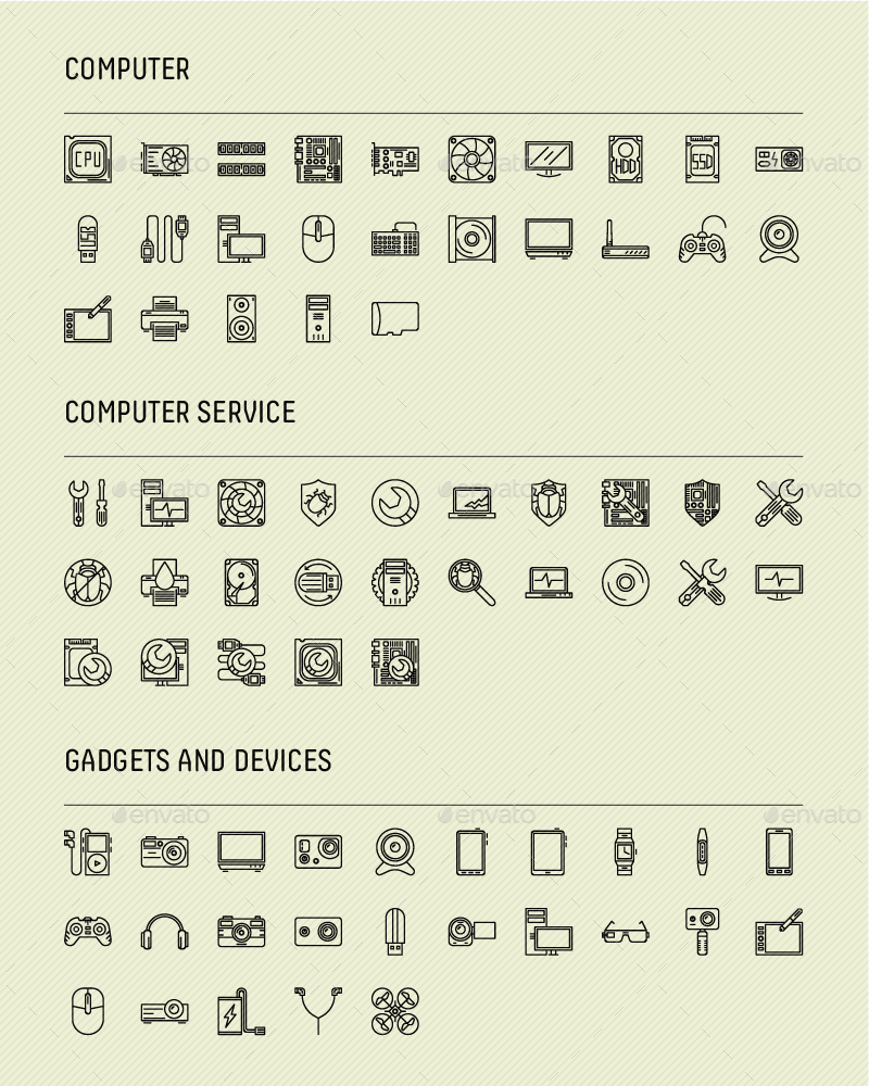 800x1000 Technology And Device Thin Line Icon Pack