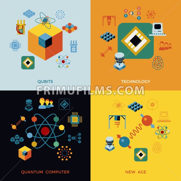 600x600 Digital Vector Quantum Computing And Qubits Tech Icon Set Pack