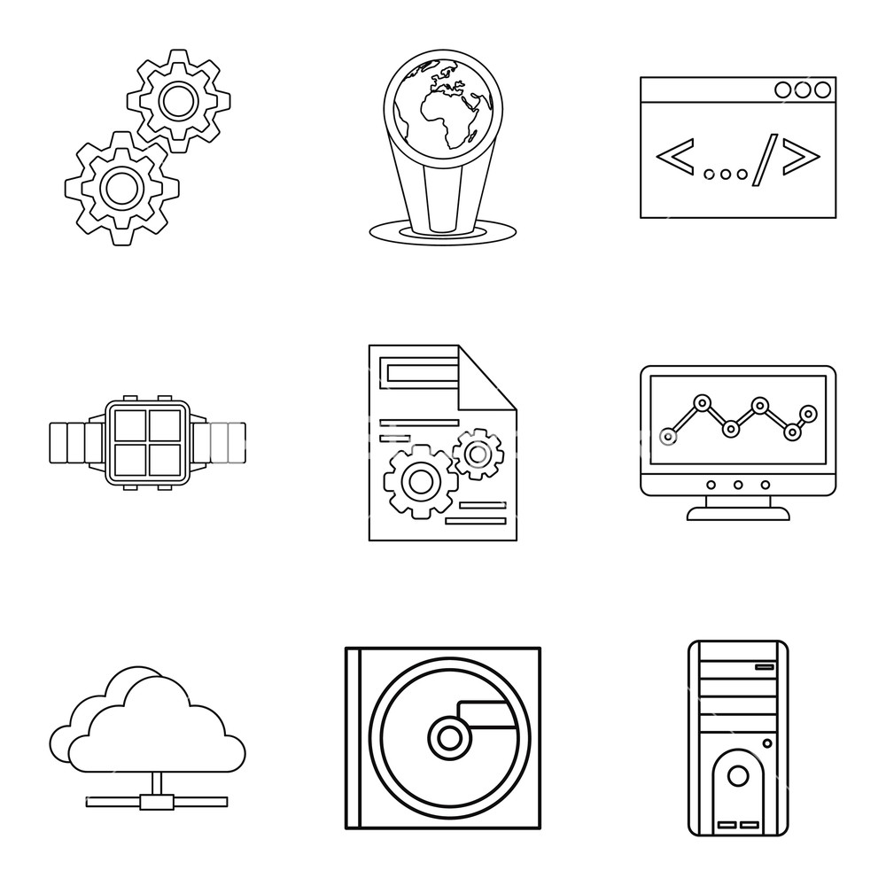 1000x1000 Upgrade Tech Icons Set Outline Set Of Upgrade Tech Vector Icons