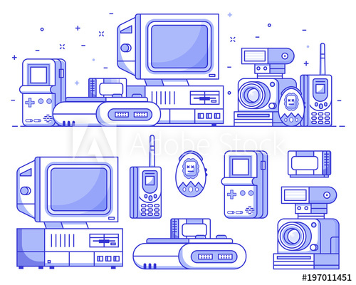 500x400 Vintage Technology Icons Nineties Multimedia Electronic