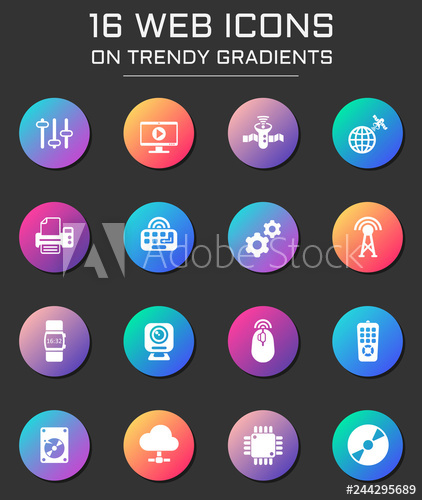 422x500 Hi Tech Icon Set Hi Tech Web Icons On Round Trendy Gradients
