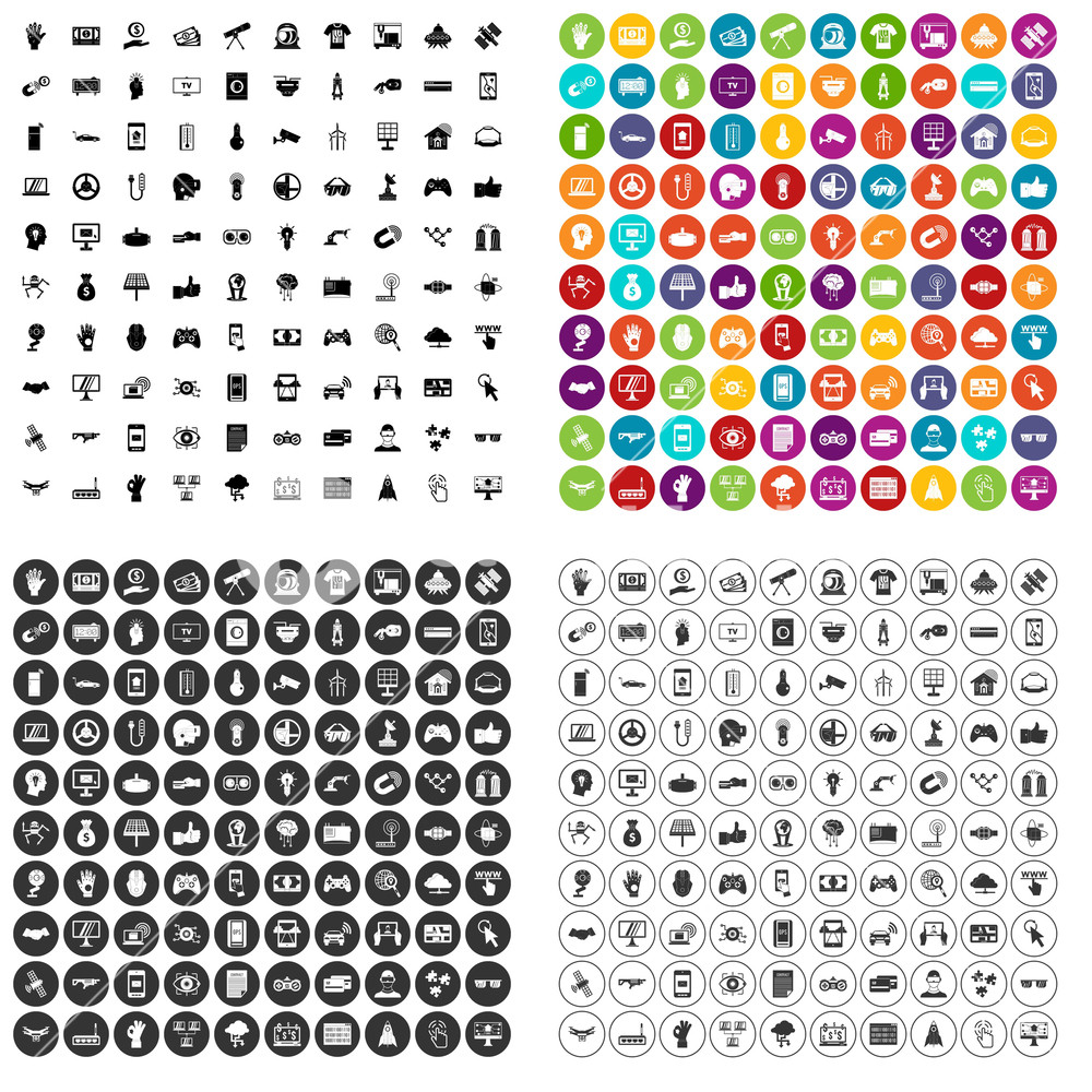 1000x1000 Hi Tech Icons Set Vector In Variant For Any Web Design