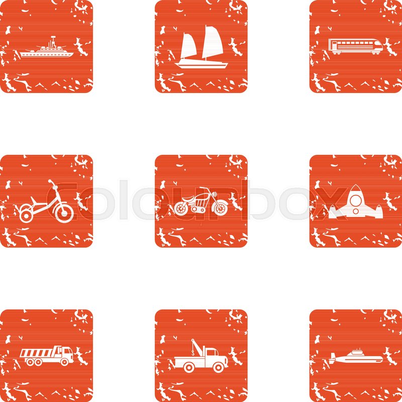 800x800 Car Tech Icons Set Grunge Set Of Stock Vector Colourbox