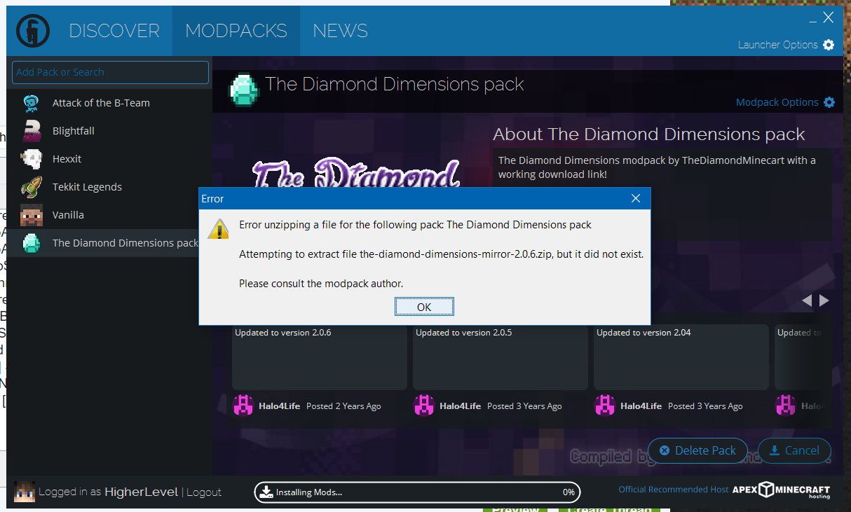 1214x731 Diamond Dimensions Doesn't Work On Technic Launcher